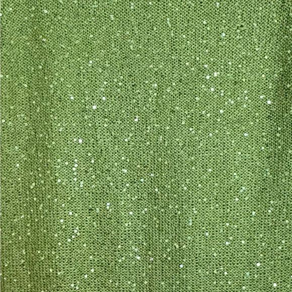 Questions by Say What? Green Sequined Sweater Short Sleeve Large - Picture 5 of 8